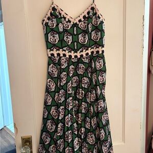Milly Green and Pink Floral Maxi Dress
